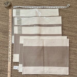 West Elm Two-Tone Woven Placemat Set 6 (or 7/8) White and Warm Grey 100% Cotton